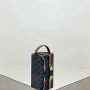 Celine Vanity Case In Triomphe Canvas And Calfskin Blue - 4