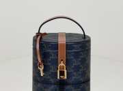 Celine Vanity Case In Triomphe Canvas And Calfskin Blue - 1