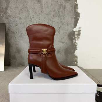 Celine Verneuil Triomphe Harness Low Boot In Calfskin Brown