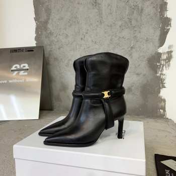 Celine Verneuil Triomphe Harness Low Boot In Calfskin Black