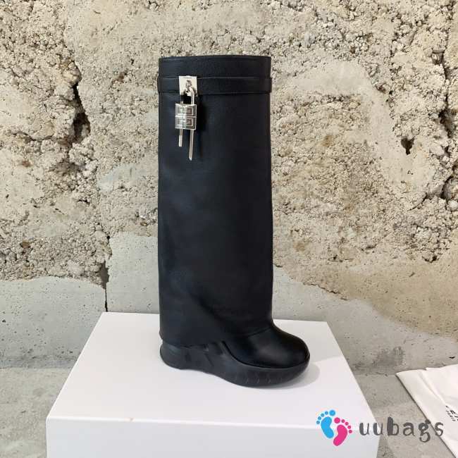 Givenchy Black Leather Shark Lock Boots - 1