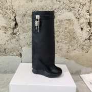 Givenchy Black Leather Shark Lock Boots - 1