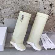 Givenchy Black Leather Shark Lock Boots In Green - 2