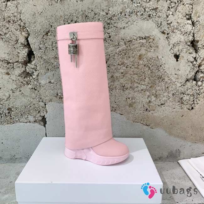 Givenchy Black Leather Shark Lock Boots In Pink - 1