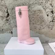 Givenchy Black Leather Shark Lock Boots In Pink - 1