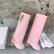 Givenchy Black Leather Shark Lock Boots In Pink - 4