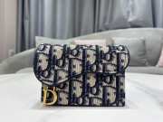 Dior Saddle Card Holder Oblique Blue 11.5x8x2cm - 1