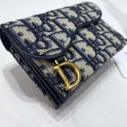 Dior Saddle Card Holder Oblique Blue 11.5x8x2cm - 2