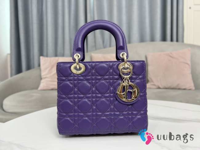 Lady Dior My ABCDior Bag In Purple With Silver Buckle 20x17x8cm - 1