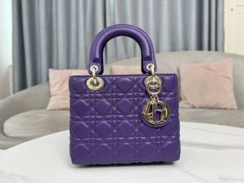 Lady Dior My ABCDior Bag In Purple With Silver Buckle 20x17x8cm