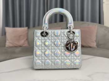 Lady Dior ABCDior Bag Iridescent Silver 20x17x8cm