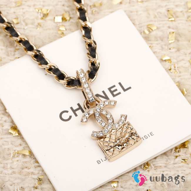 Chanel Metal Calfskin & Stone Beads Necklace - 1