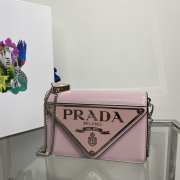 Prada Woversized Logo-Plaque Leather Pink Bag 17x9.5x3.5cm - 3