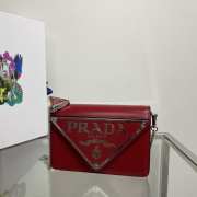 Prada Woversized Logo-Plaque Leather Red Bag 17x9.5x3.5cm - 3