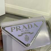 Prada Woversized Logo-Plaque Leather Purple Bag 17x9.5x3.5cm - 4