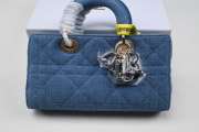 Dior Lady D-joy Medium Blue Cannage Denim Bag 26x13.5x5xcm - 3