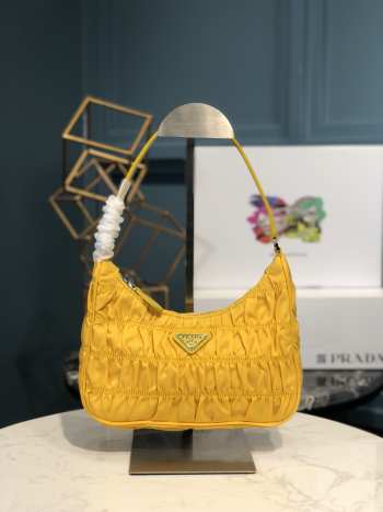 Prada Nylon and Saffiano Leather Mini Bag In Yellow 22x17x6cm