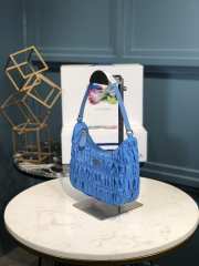 Prada Nylon and Saffiano Leather Mini Bag In Blue 22x17x6cm - 5