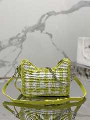 Prada Mini Checkered Raffia Top-Handle Bag In Green 22x18x6cm - 2