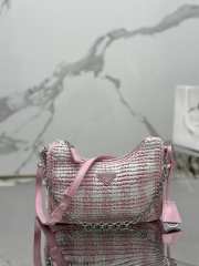 Prada Mini Checkered Raffia Top-Handle Bag In Pink 22x18x6cm - 6