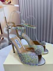 Jimmy Choo Sacora 100 Suede Sandals with Hotfix Crystals and Sphere Detail - 1