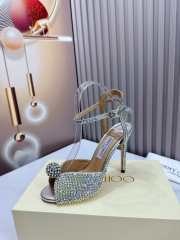 Jimmy Choo Sacora 100 Suede Sandals with Hotfix Crystals and Sphere Detail - 5