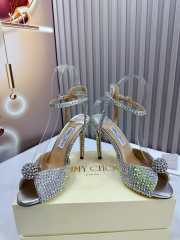 Jimmy Choo Sacora 100 Suede Sandals with Hotfix Crystals and Sphere Detail - 6