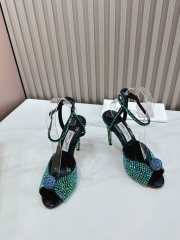 Jimmy Choo Sacora Crystal Green Embellished High Heel Sandals  - 2