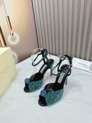 Jimmy Choo Sacora Crystal Green Embellished High Heel Sandals  - 3