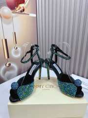 Jimmy Choo Sacora Crystal Green Embellished High Heel Sandals  - 4