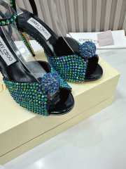 Jimmy Choo Sacora Crystal Green Embellished High Heel Sandals  - 5