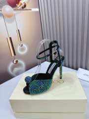 Jimmy Choo Sacora Crystal Green Embellished High Heel Sandals  - 6