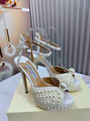 Jimmy Choo Sacora Crystal White Embellished High Heel Sandals  - 1