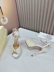 Jimmy Choo Sacora Crystal White Embellished High Heel Sandals  - 2