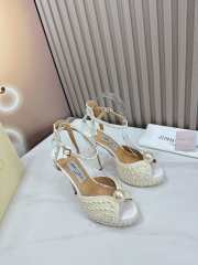 Jimmy Choo Sacora Crystal White Embellished High Heel Sandals  - 5