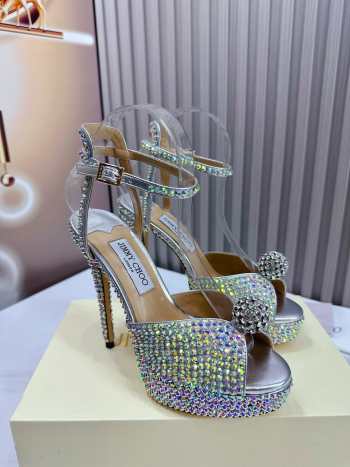 Jimmy Choo Sacora Crystal Embellished High Heel Sandals 13.5cm