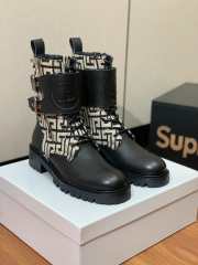 Balmain Bicolor smooth and monogram jacquard Phil Ranger ankle boots in black & white - 1