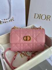 Dior Miss Caro Mini Bag Pink Macrocannage Lambskin 19x13x7.5cm - 6