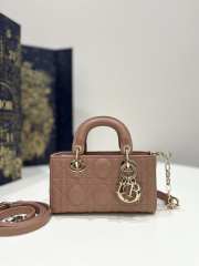 Dior Small Lady D-Joy Bag In Brown 16x5x9cm - 1