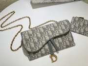 Dior Oblique Jacquard Saddle Pouch Gray 19x9.5x3cm - 1