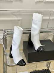 Chanel Short Boots Knit & Patent Calfskin White & Black - 5