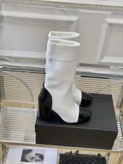 Chanel Short Boots Knit & Patent Calfskin White & Black - 2