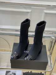 Chanel Short Boots Knit & Patent Calfskin Black - 5