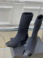 Chanel Short Boots Knit & Patent Calfskin Black - 3