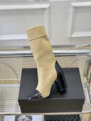 Chanel Short Boots Knit & Patent Calfskin Beige - 3