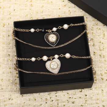 Chanel Love Double C Bracelet Black & White 