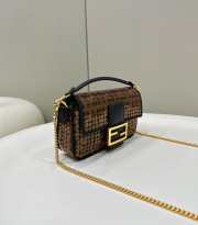 Fendi baguette mini brown FF Jacquard fabric bag with sequins 20x13x5cm - 4