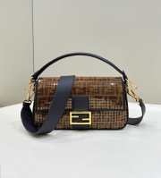 Fendi baguette mini brown FF Jacquard fabric bag with sequins 28x6x15cm - 1