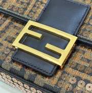 Fendi baguette mini brown FF Jacquard fabric bag with sequins 28x6x15cm - 6