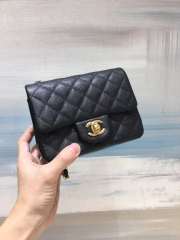 Chanel small flap bag caviar black with silver/gold hardware 17cm - 3